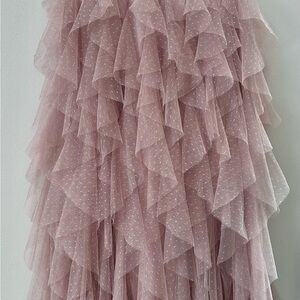 Anthropologie Pink Layered Maxi Skirt